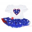 American's Birthday White Baby Bodysuit Patriotic American Star Pettiskirt & American Star Heart JS4483